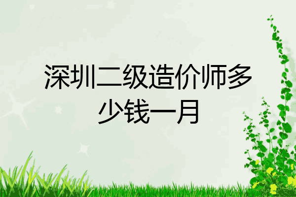深圳二级造价师多少钱一月