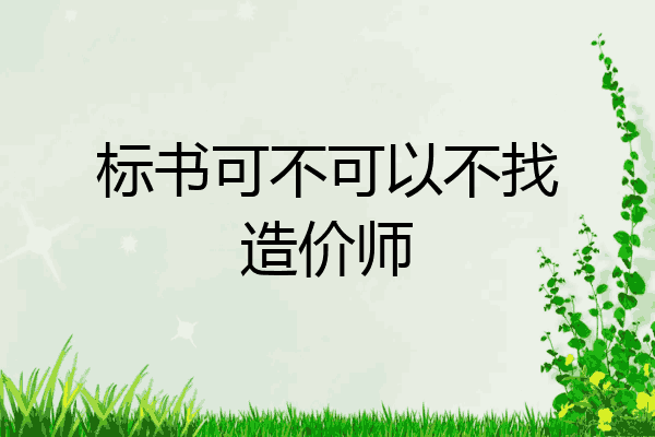 标书可不可以不找造价师