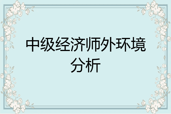 中级经济师外环境分析