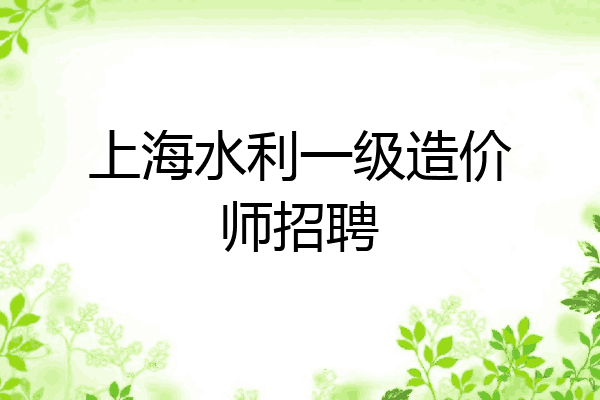 上海水利一级造价师招聘