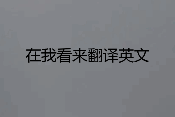 在我看来翻译英文