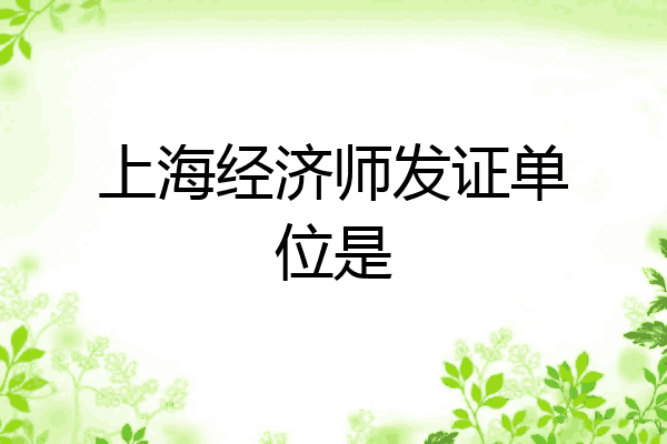 上海经济师发证单位是