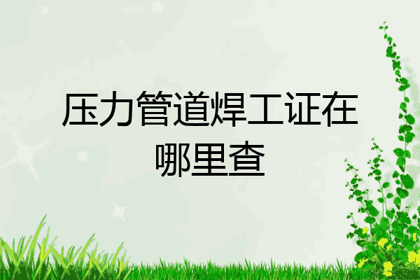 压力管道焊工证在哪里查