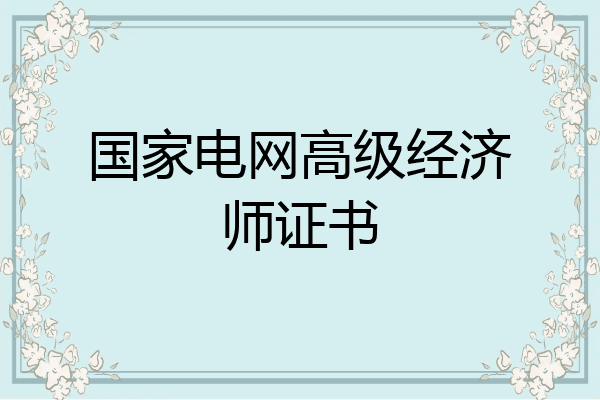 国家电网高级经济师证书