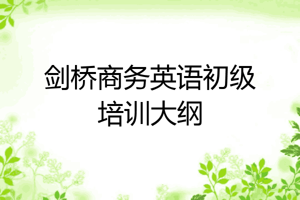 剑桥商务英语初级培训大纲