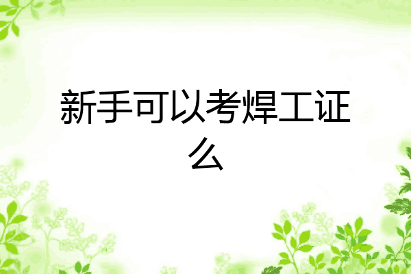 新手可以考焊工证么