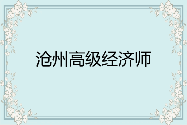 沧州高级经济师