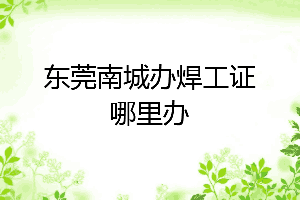 东莞南城办焊工证哪里办
