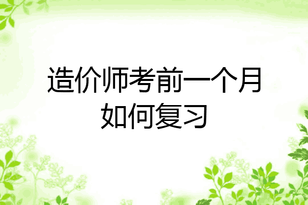 造价师考前一个月如何复习