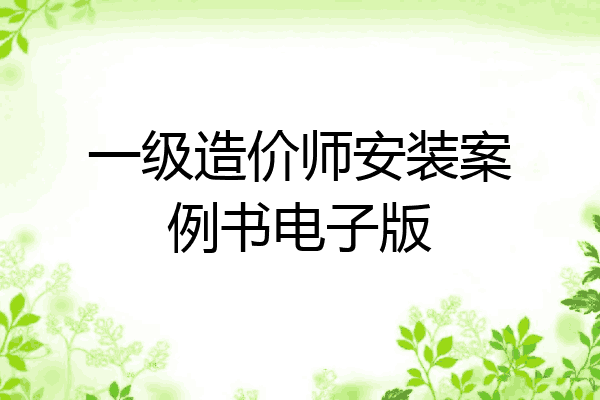 一级造价师安装案例书电子版