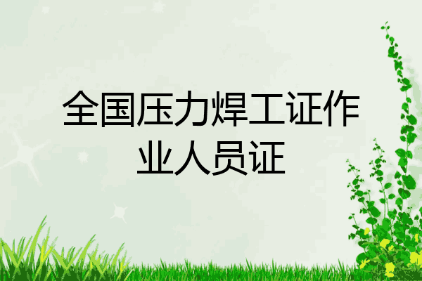 全国压力焊工证作业人员证