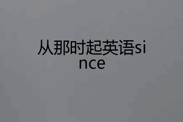 从那时起英语since