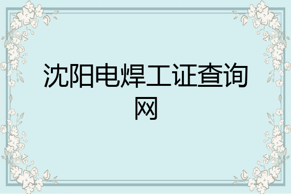 沈阳电焊工证查询网