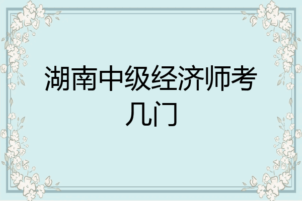 湖南中级经济师考几门