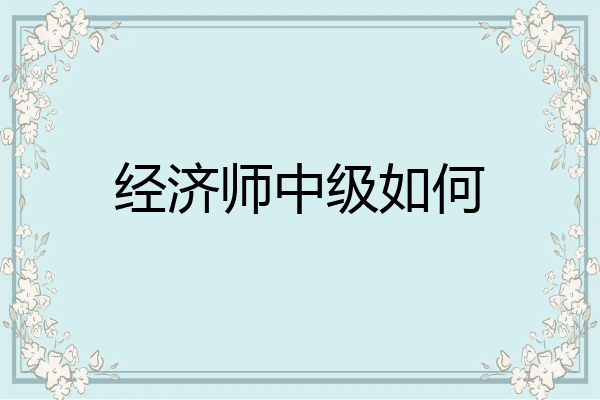 经济师中级如何