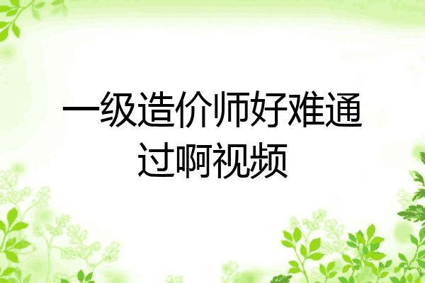 一级造价师好难通过啊视频