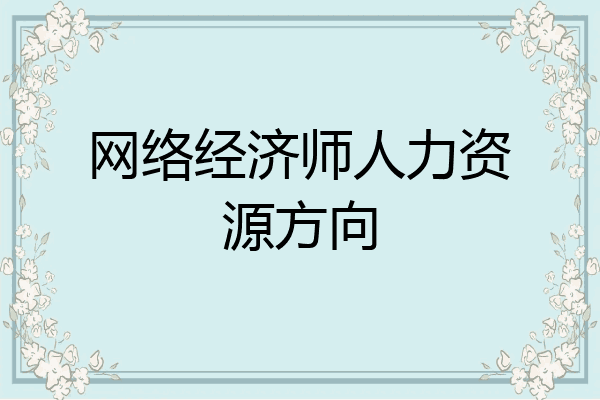 网络经济师人力资源方向