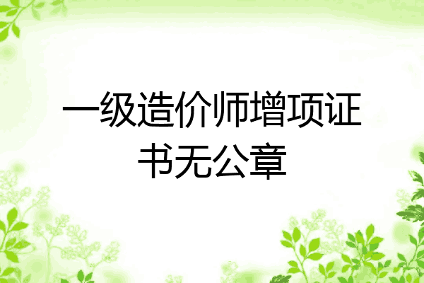 一级造价师增项证书无公章