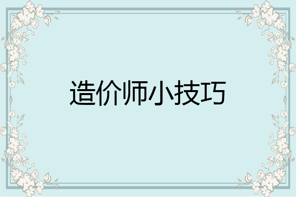 造价师小技巧