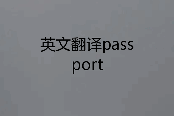 英文翻译passport