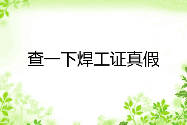 查一下焊工证真假