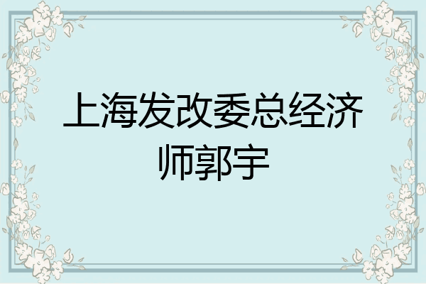 上海发改委总经济师郭宇