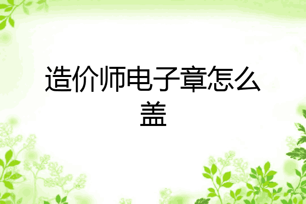 造价师电子章怎么盖