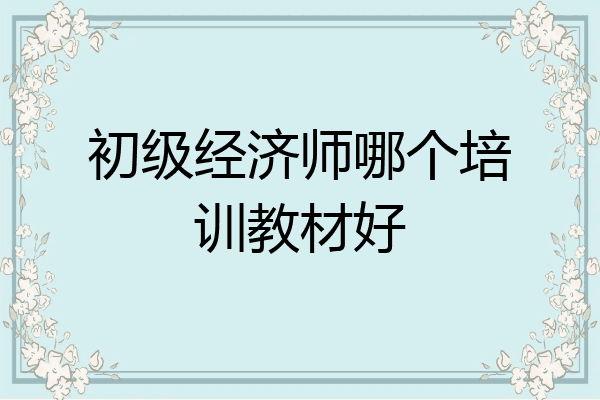初级经济师哪个培训教材好