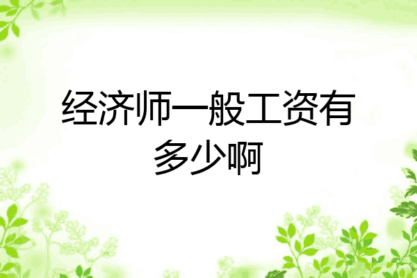 经济师一般工资有多少啊
