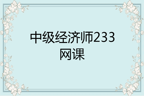 中级经济师233网课