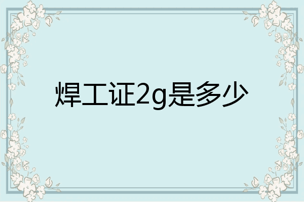 焊工证2g是多少