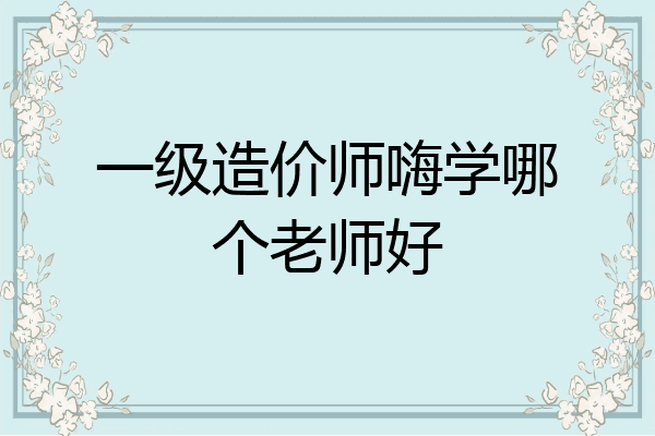 一级造价师嗨学哪个老师好