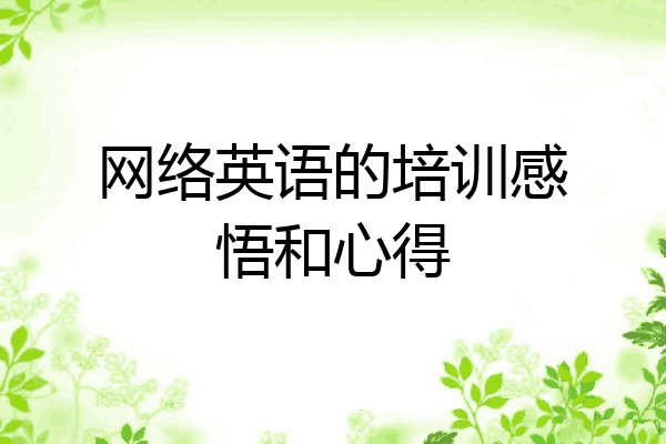 网络英语的培训感悟和心得