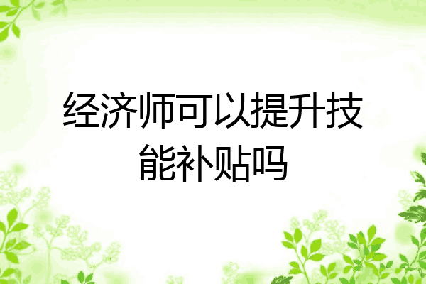 经济师可以提升技能补贴吗