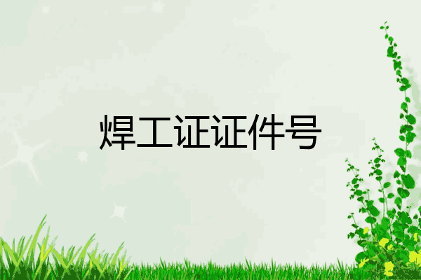 焊工证证件号