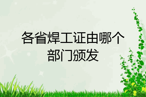 各省焊工证由哪个部门颁发