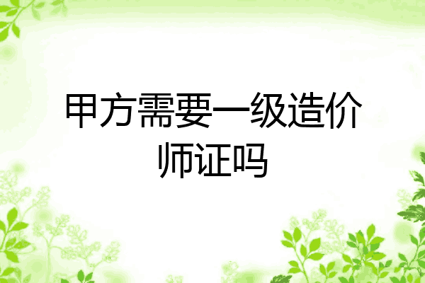 甲方需要一级造价师证吗