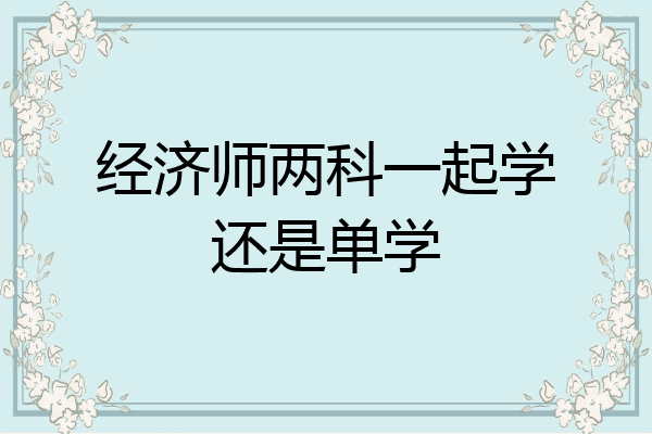 经济师两科一起学还是单学