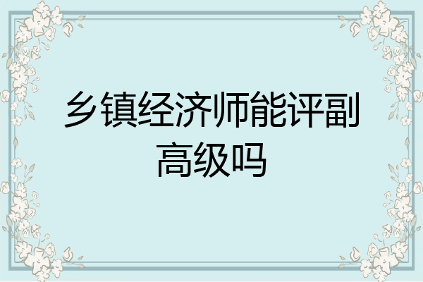 乡镇经济师能评副高级吗