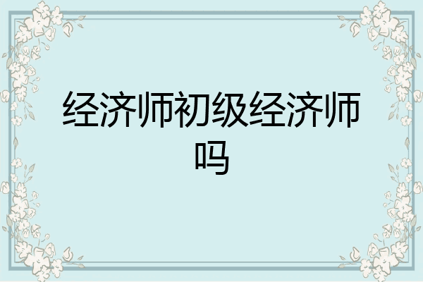经济师初级经济师吗