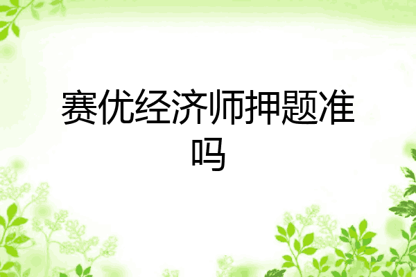 赛优经济师押题准吗