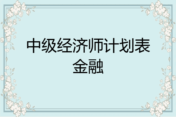 中级经济师计划表金融