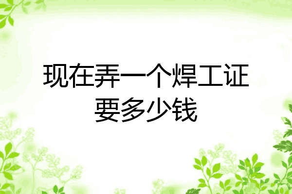 现在弄一个焊工证要多少钱