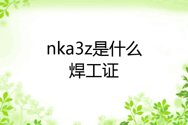 nka3z是什么焊工证