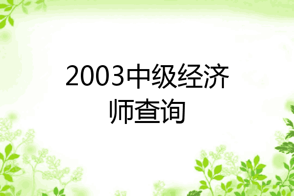2003中级经济师查询