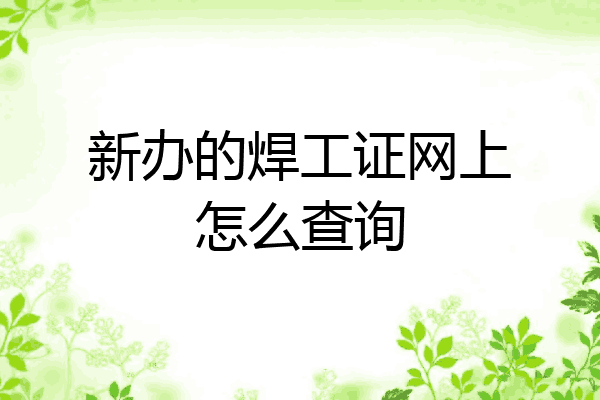 新办的焊工证网上怎么查询