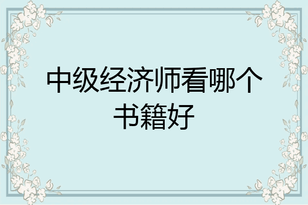 中级经济师看哪个书籍好