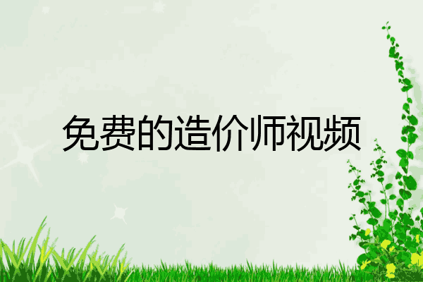 免费的造价师视频