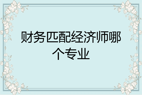 财务匹配经济师哪个专业