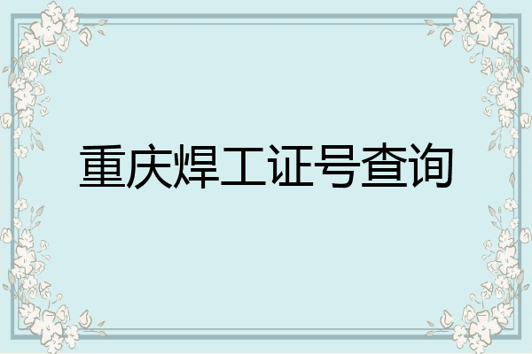 重庆焊工证号查询